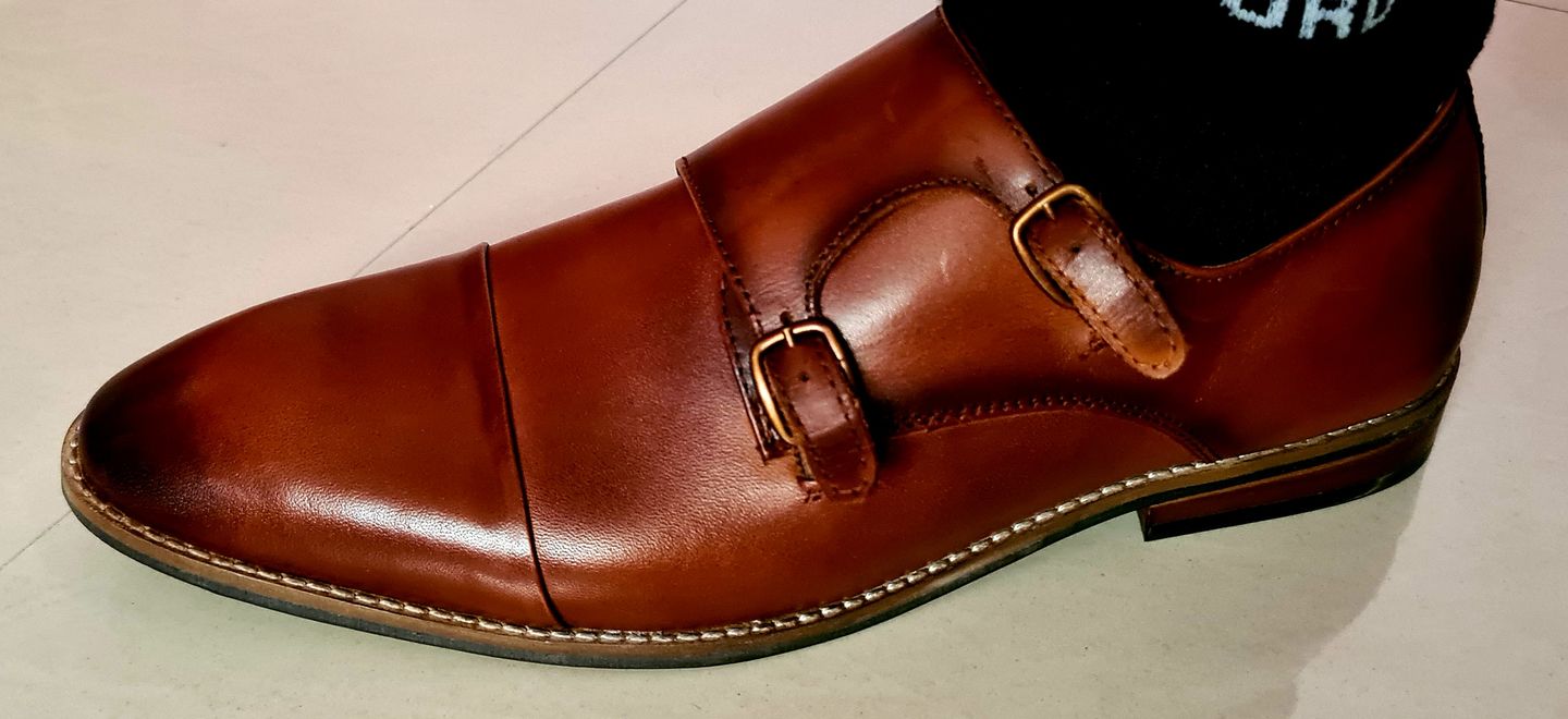 Customer photo review of Double Monk Straps Cap toe - Brown