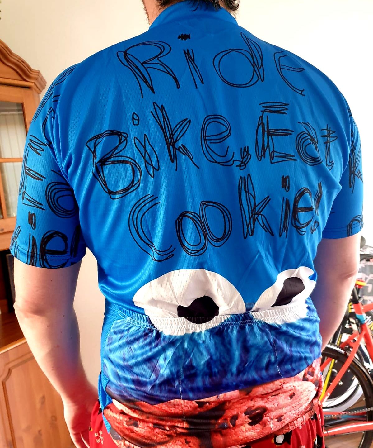 Customer photo review of Cookie Monster - Ride, Bike, Eat Cookie! Cycling Jersey