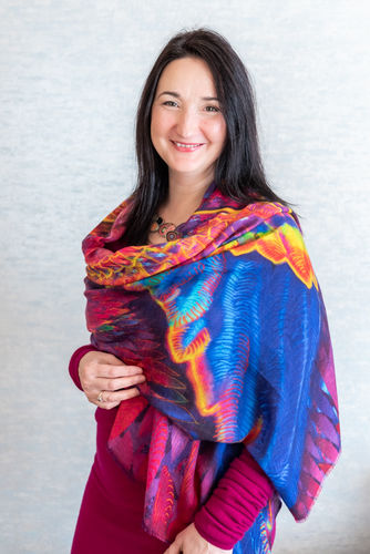 Customer photo review of Angel Wings Cashmere Dharma Shawl - Rainbow