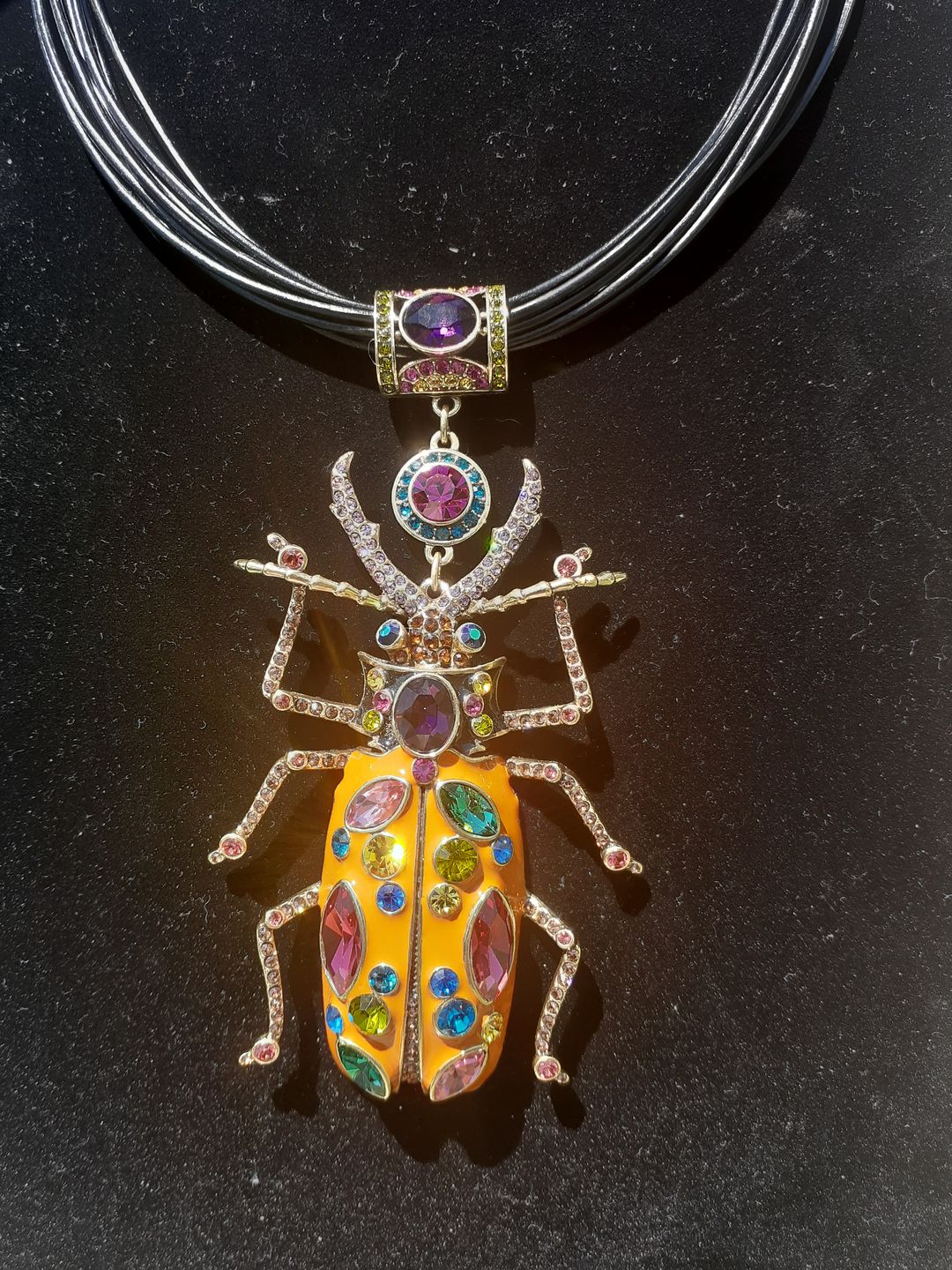 Customer photo review of HEIDI DAUS®"Big Critter" Enamel Crystal Leather Critter Necklace