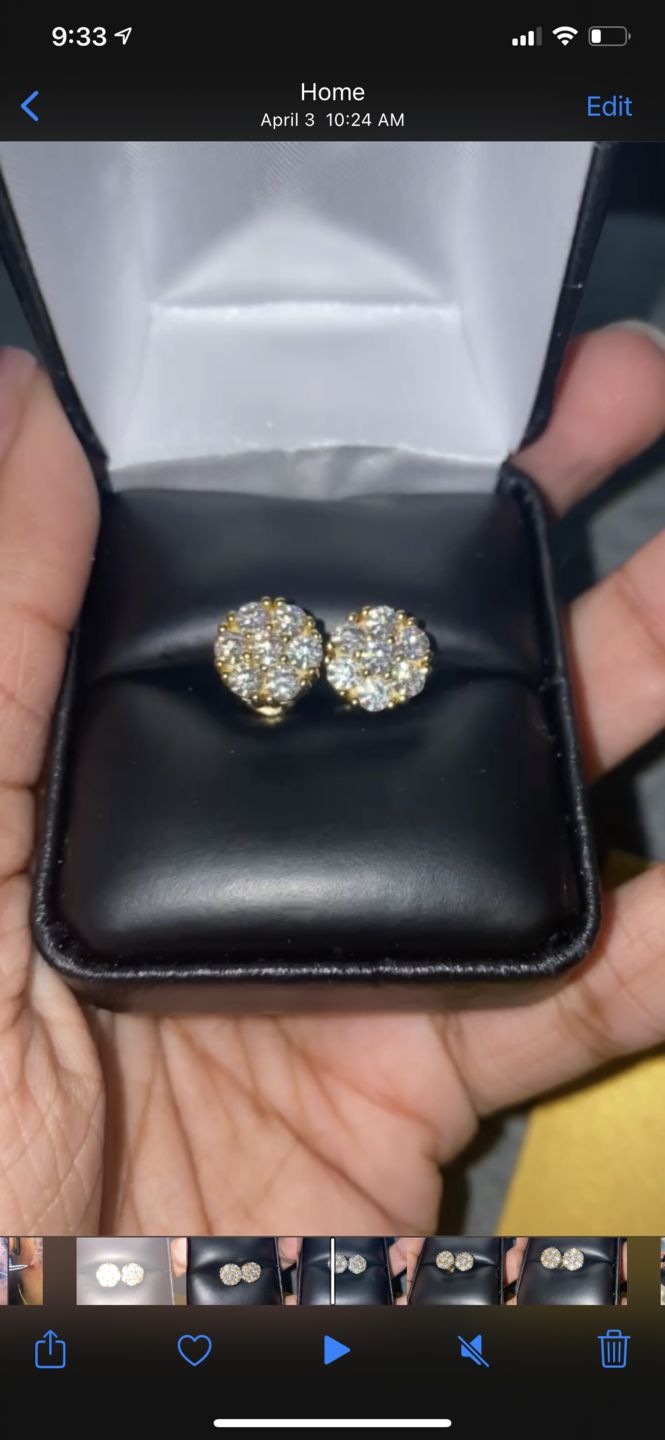 Customer photo review of 1.40 Carat Certified VVS1 Moissanite Cluster Earrings