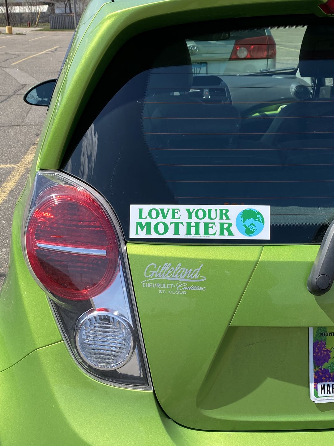 Customer photo review of Love Your Mother Bumper Sticker