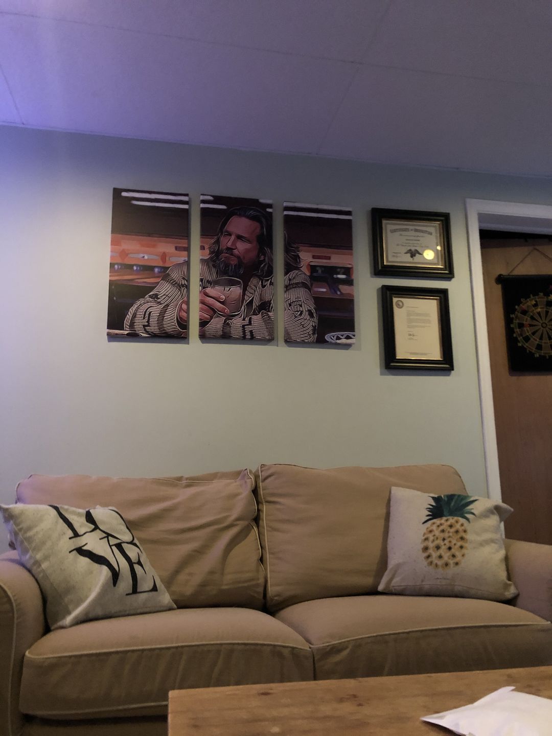Customer photo review of The Dude Canvas Wall Art, The Big Lebowski, The Dude Canvas Print 3 Piece Wall Art Set