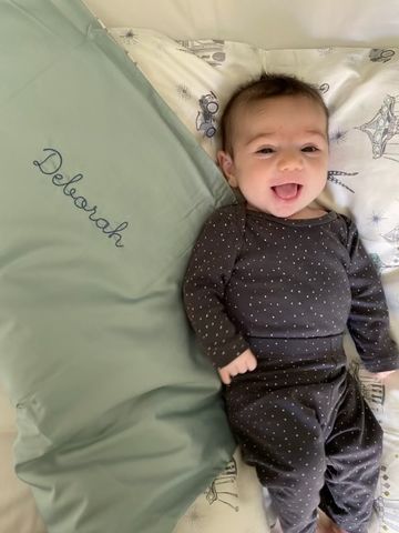 Customer photo review of Adventures in Wonderland Baby Duvet - Aqua