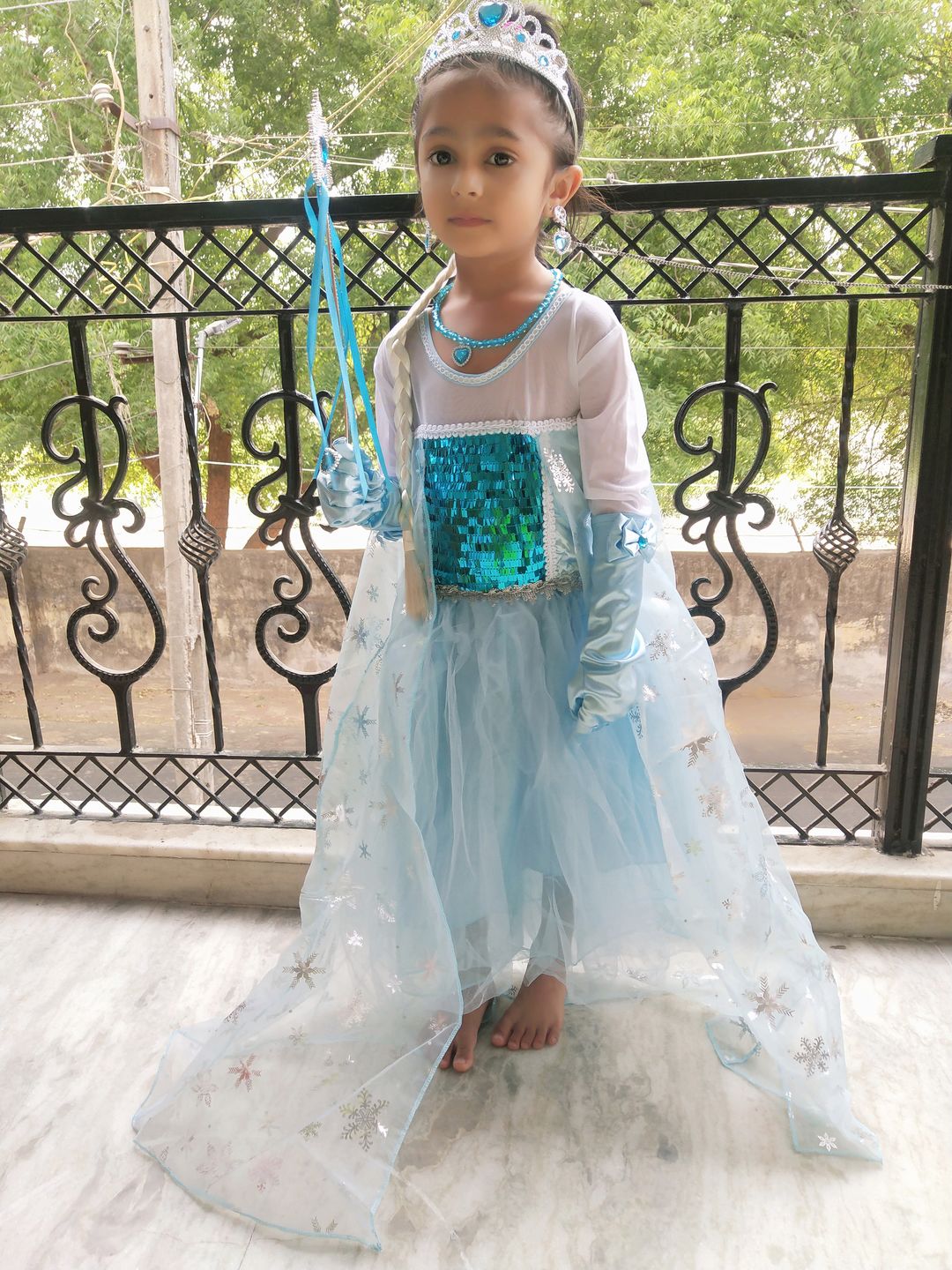 Customer photo review of Frozen Elsa Princess costume with 8 pack accessories