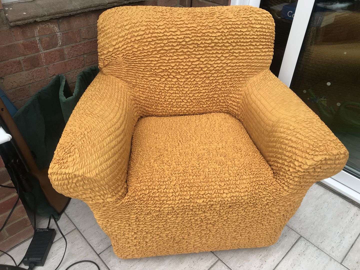 Customer photo review of Arm Chair Cover - Mango, Microfibra