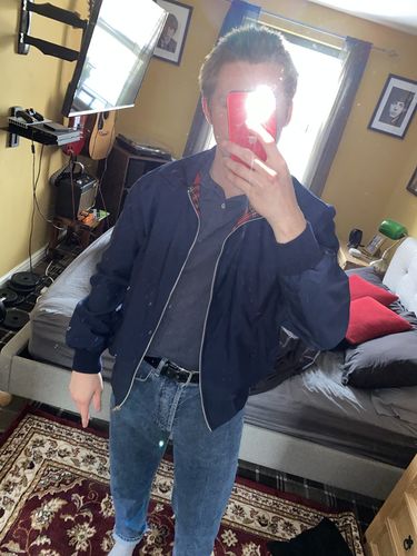 Customer photo review of Mens Classic Harrington Jacket - Navy