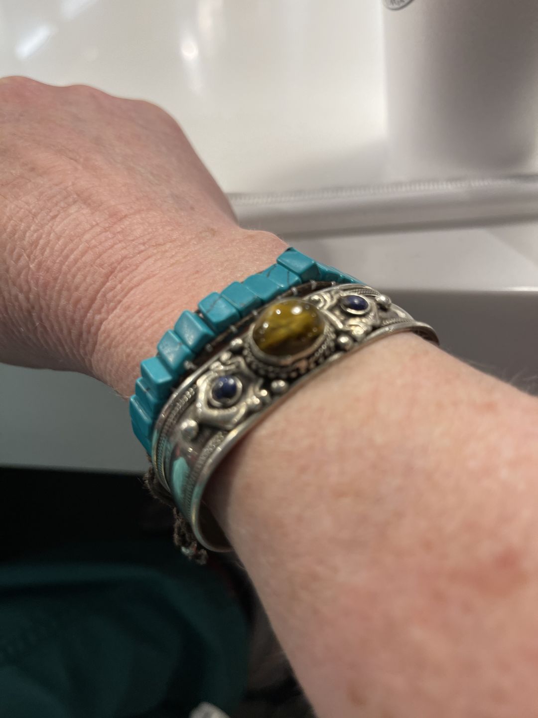 Customer photo review of Tigers Eye Bohemian Cuff Bracelet