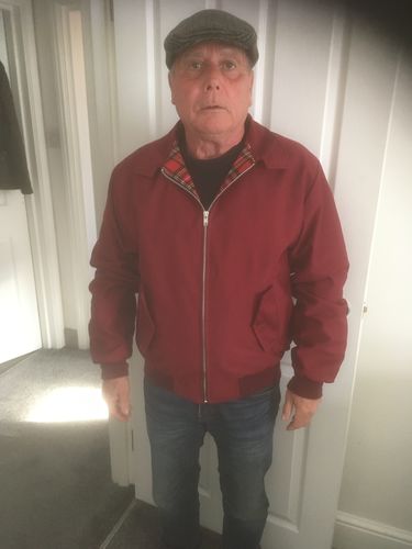 Customer photo review of Mens Classic Harrington Jacket - Burgundy