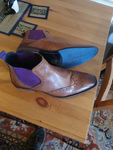 Customer photo review of Amen Leather Chelsea Boots With Purple Gussets