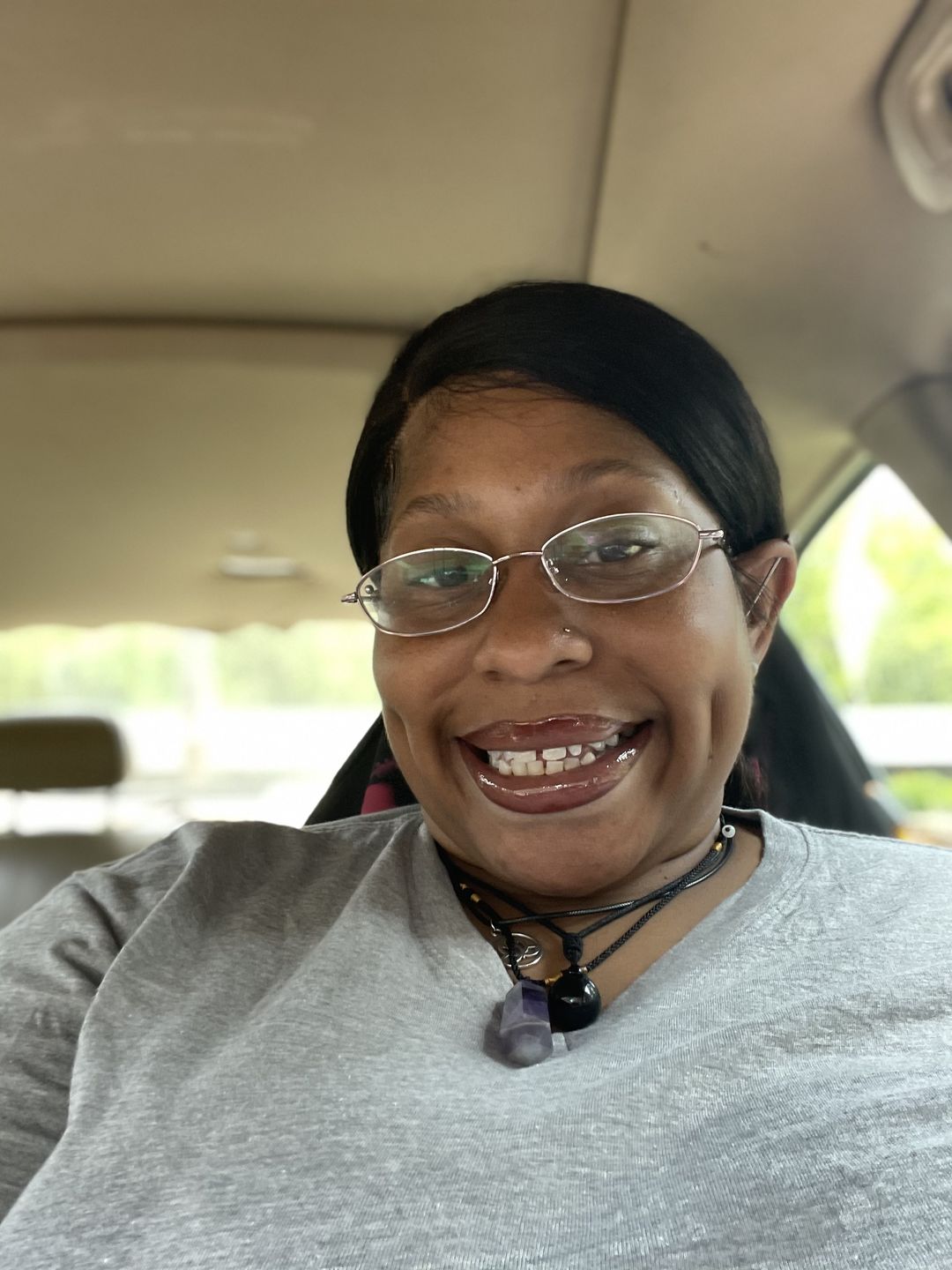 Customer photo review of Obsidian Stone Necklace