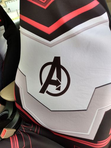 Customer photo review of The Avengers Uniform Custom Car Seat Covers