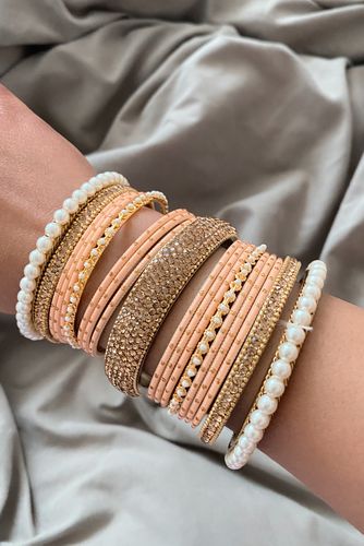 Customer photo review of Pearl & Rhinestone Bangles in Peach