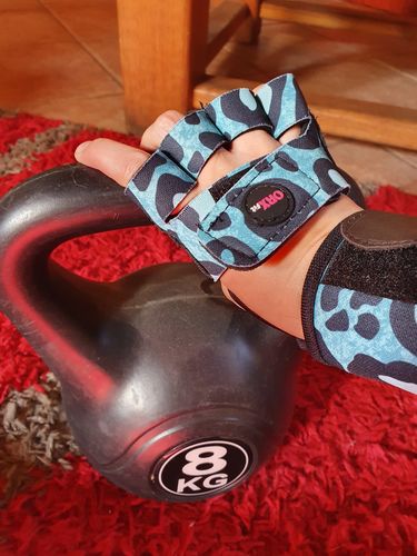 Customer photo review of Guantes Pesas GRAB Print Turquesa