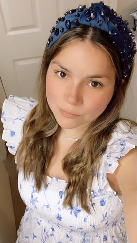Customer photo review of *PRE-ORDER* SEPTEMBER SAPPHIRE CRYSTAL OVAL AND ROUND HEADBAND
