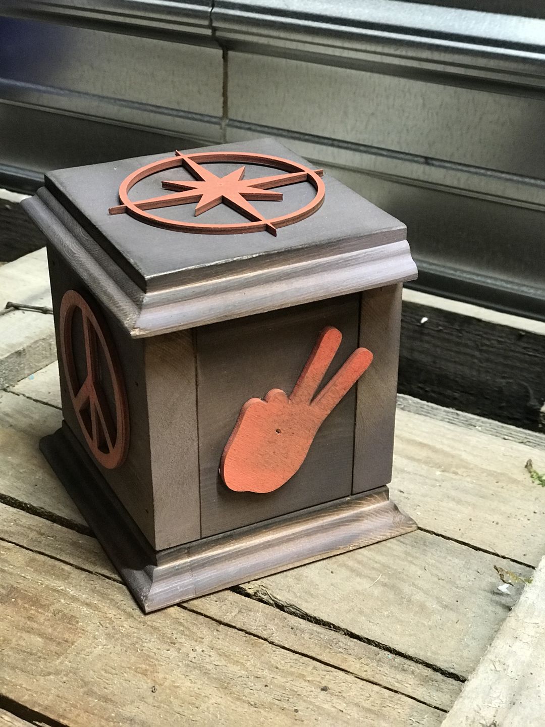 Customer photo review of Unfinished Wooden Peace Hand Shape - Craft - up to 24" DIY