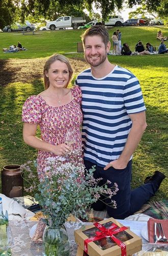 Customer photo review of Confetti Shirred Maternity Dress