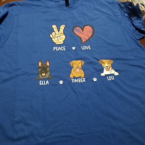 Customer photo review of Peace Love Dog - Personalized Custom Premium T-Shirt