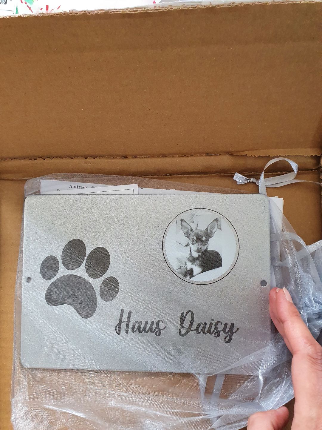 Customer photo review of Gedenktafel Hund "Pfote"