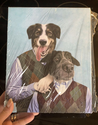 Customer photo review of Step-Doggos: Personalized 2 Pet Canvas