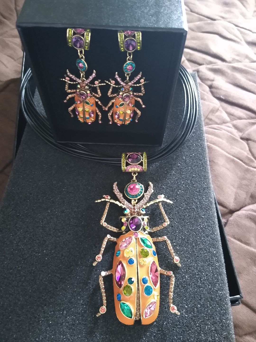 Customer photo review of HEIDI DAUS®"Big Critter" Enamel Crystal Critter Drop Earrings