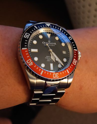 Customer photo review of Oceaneva™ Men's Deep Marine Explorer 1000M Pro Diver Watch Black and Red