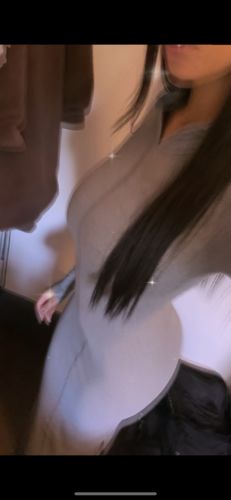 Customer photo review of Matte Frame Hooded Dress In Grey