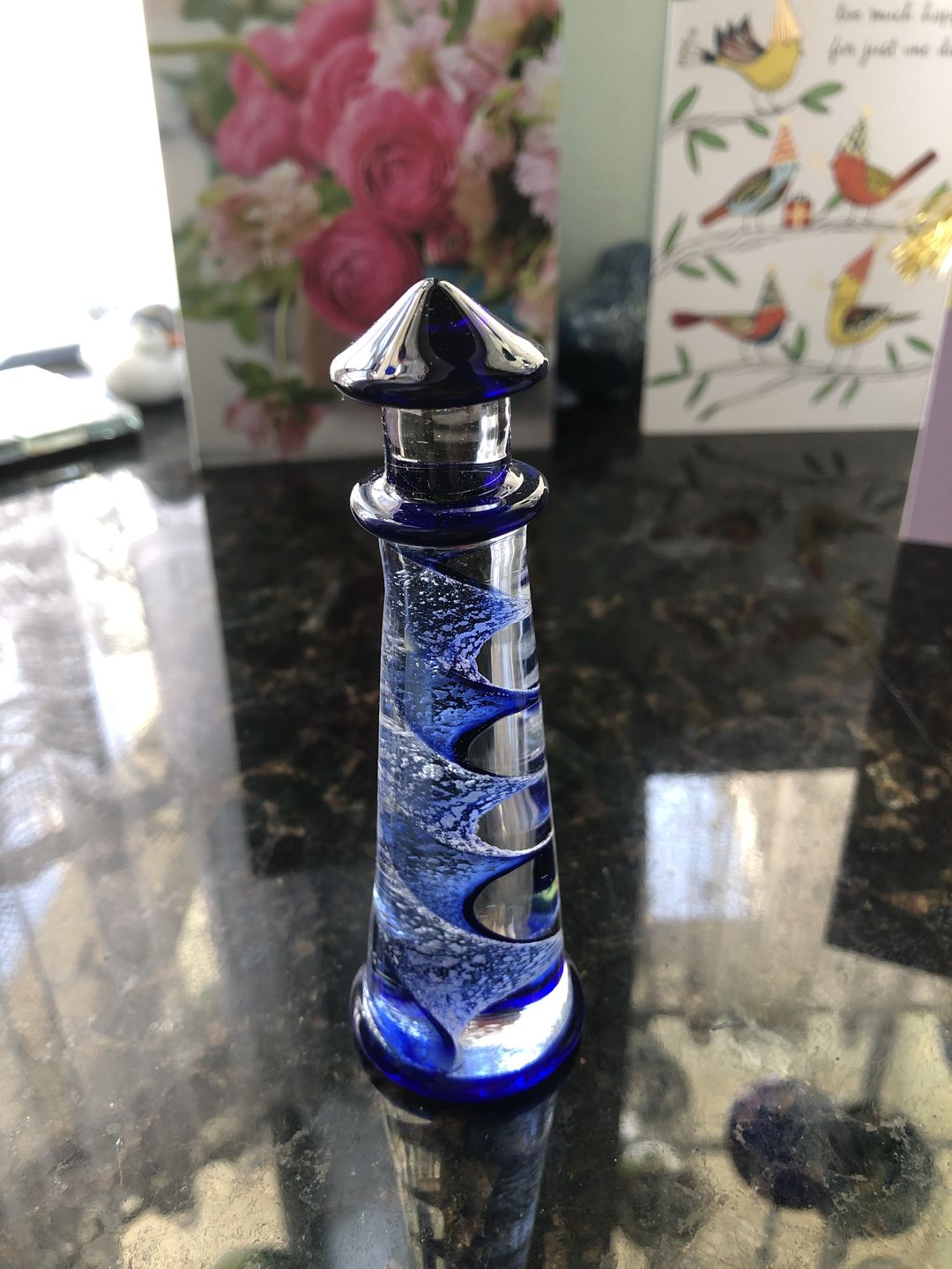 Customer photo review of Memorial Glass Lighthouse with Cremation Ashes
