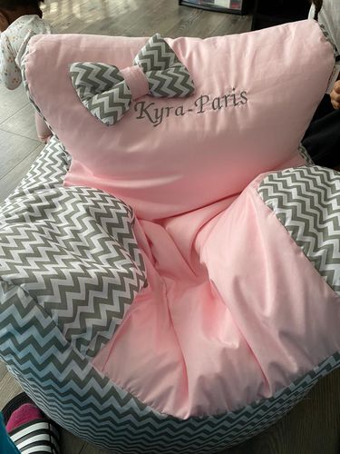 Customer photo review of Personalised Grey ZigZag And Pink Bean Bag Chair