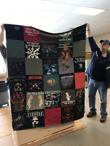 T-shirt quilt with heavy metal music, rock concerts themes by Windy from TN