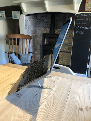 Customer photo review of Laptop Stand | Aluminium, Portable & Foldable