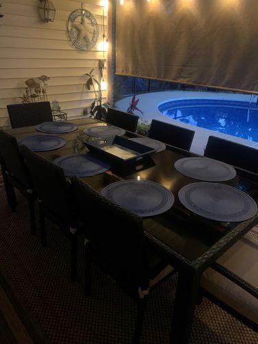Customer photo review of Bari 9 Piece Outdoor Dining Table Set in Espresso Brown
