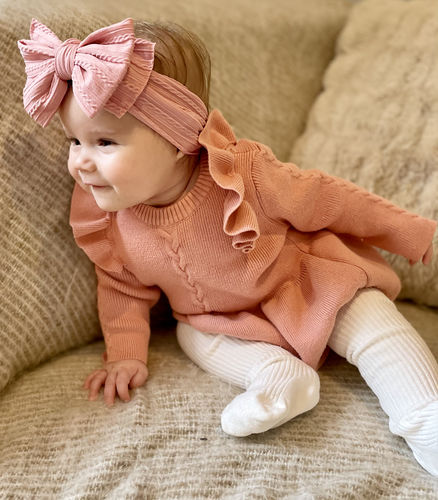 Customer photo review of Anastacia Frilly Romper | Peach