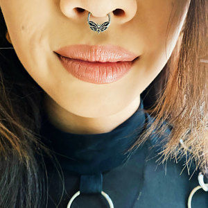 Customer photo review of 16G Death's Head Moth Captive Bead Ring