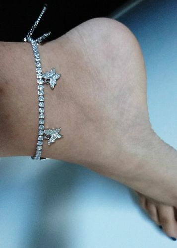 Customer photo review of Dainty Butterfly Tennis Anklet