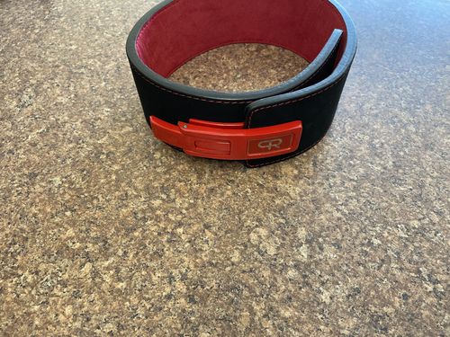 Customer photo review of PR Powerlifting 13mm Belt w/ Lever Buckle - Black/Red