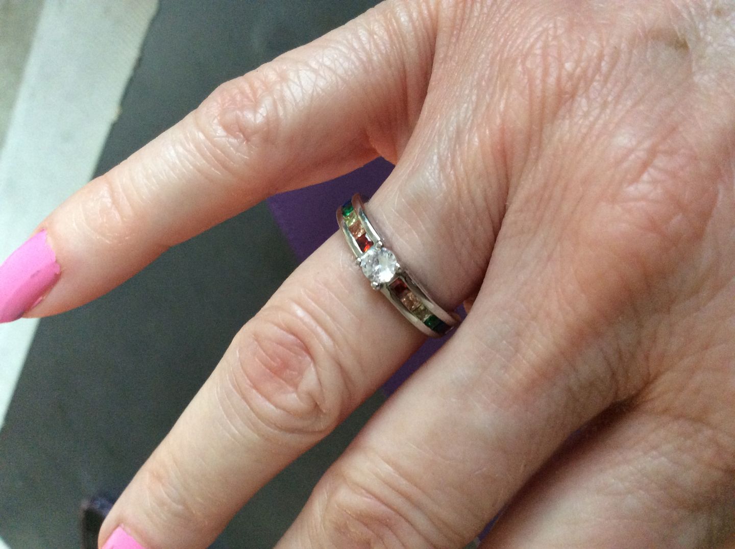 Customer photo review of 925 Sterling Silver Rainbow Promise Ring