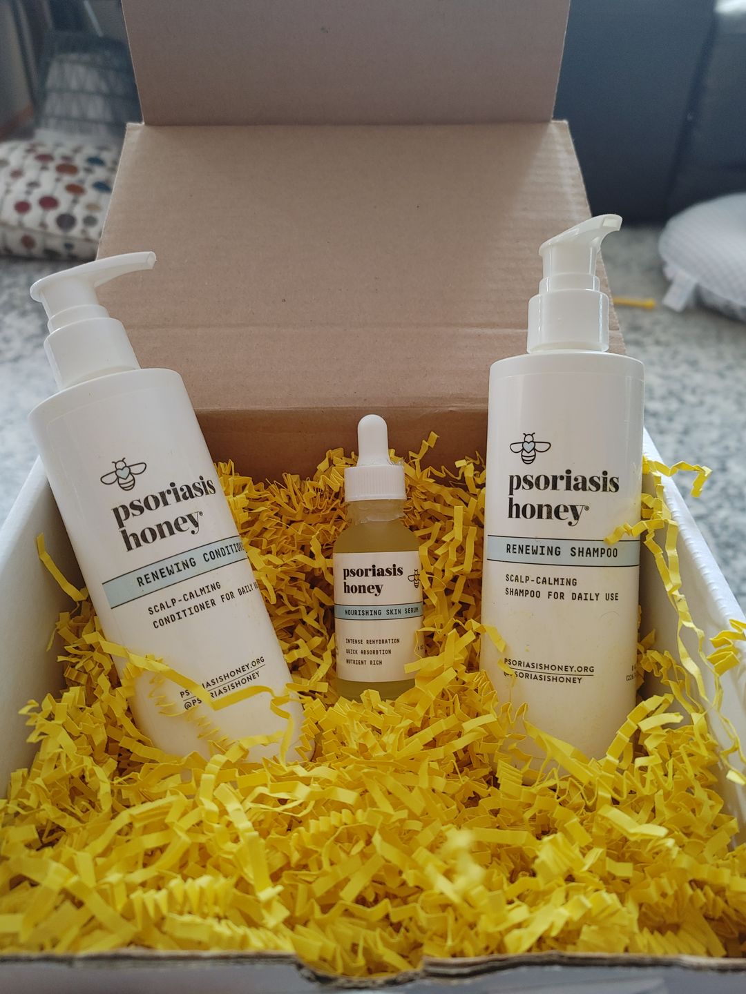 Customer photo review of Psoriasis Honey Scalp Nourishing Kit