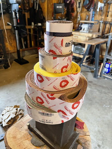Customer photo review of 2 X 72 Inch Knife Makers Sanding Belts Assortment