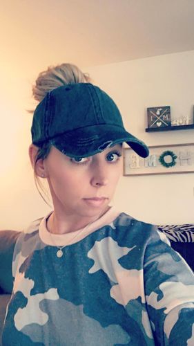 Customer photo review of Distressed Ponytail Summer Cap