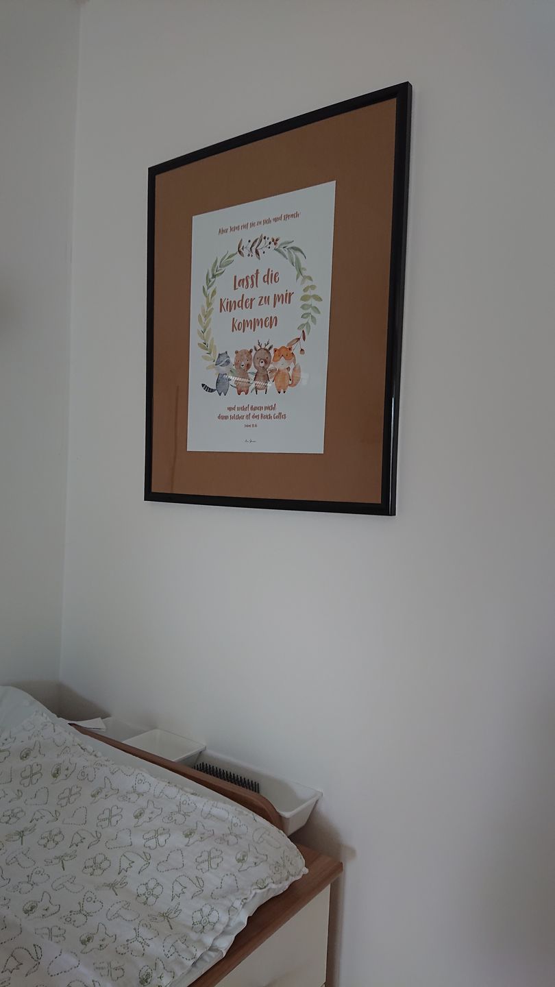 Customer photo review of Poster "Lasst die Kinder zu mir kommen" · A3 / A4 · Bibelvers Deutsch
