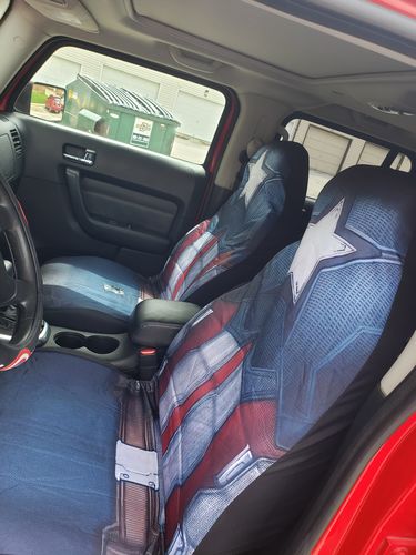 Customer photo review of Captain American Uniform Custom Car Seat Covers