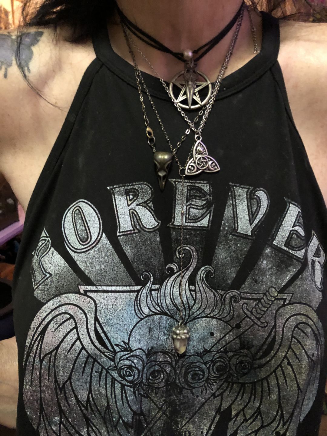 Customer photo review of Triple Moon Goddess Triquetra Necklace
