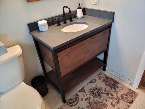 Customer photo review of Bezier Freestanding Vanity