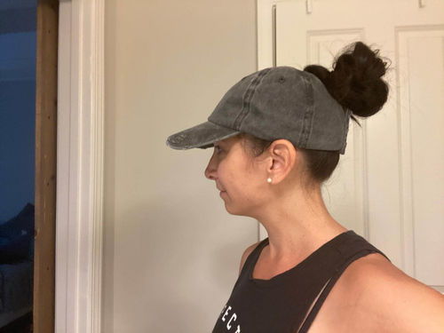 Customer photo review of Distressed Ponytail Summer Cap