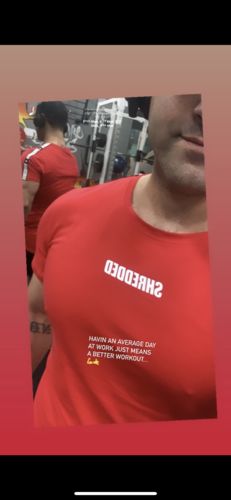 Customer photo review of Shredded Taped Muscle Tee - Gym T-Shirt - Red
