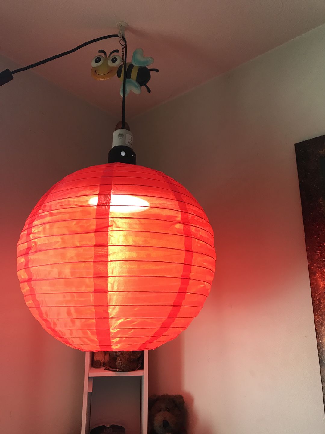 Customer photo review of 16" Red Shimmering Nylon Lantern, Even Ribbing, Durable, Hanging