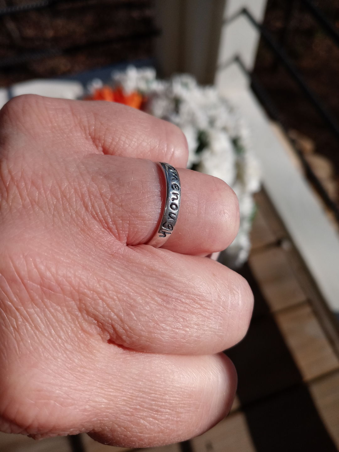 Customer photo review of 925 Sterling Silver 'I Am Enough' Ring