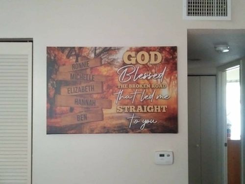 Customer photo review of Autumn Road 2 Color - God Blessed Multi-Names Premium Canvas