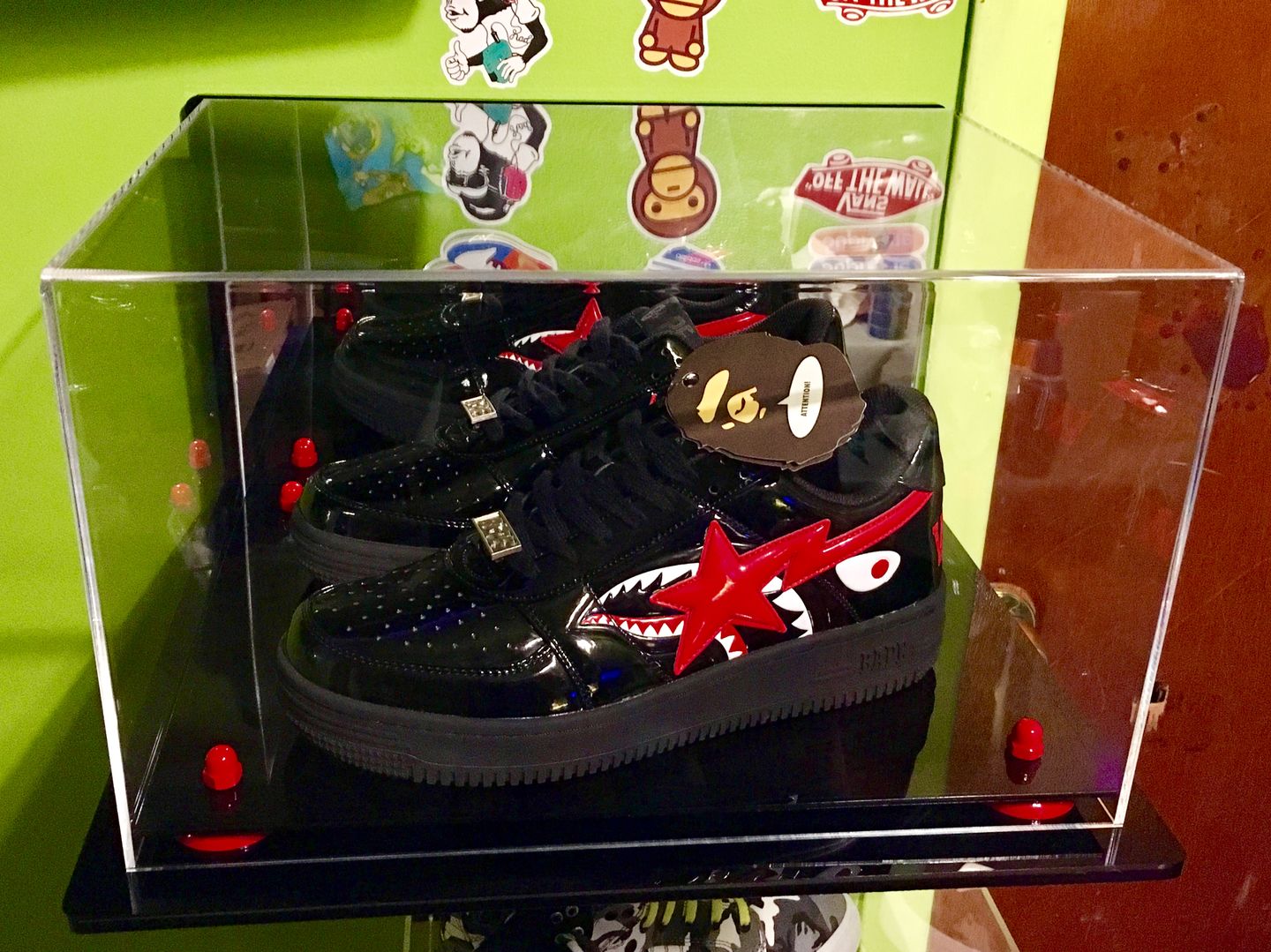 Customer photo review of Acrylic Large Shoe Display Case for Basketball Shoe Soccer Cleat Football Cleat - 15" x 8" x 9" Mirror